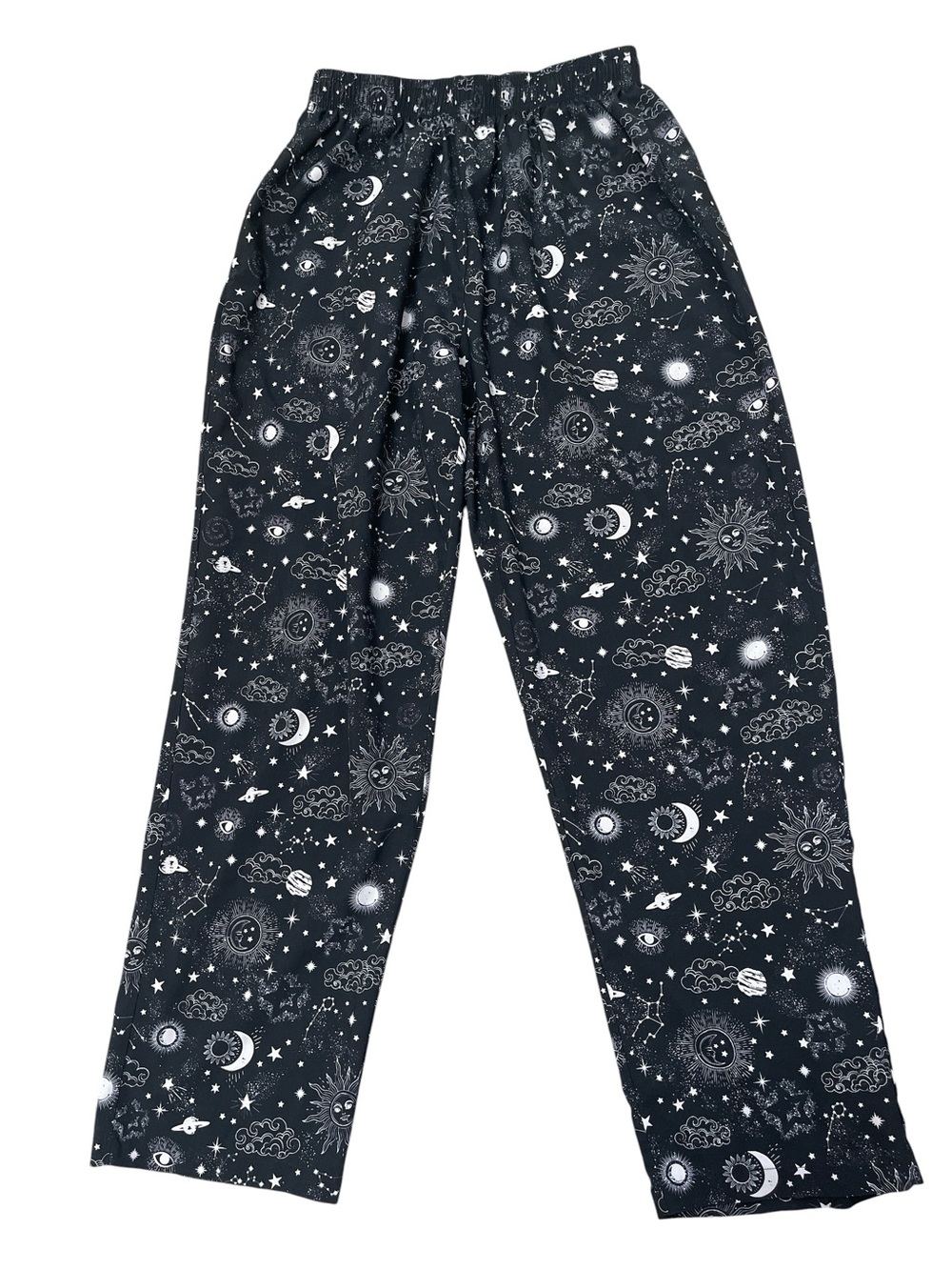 YoungLA Black Celestial-Print Zodiac Galaxy Lounge Bottoms Pants